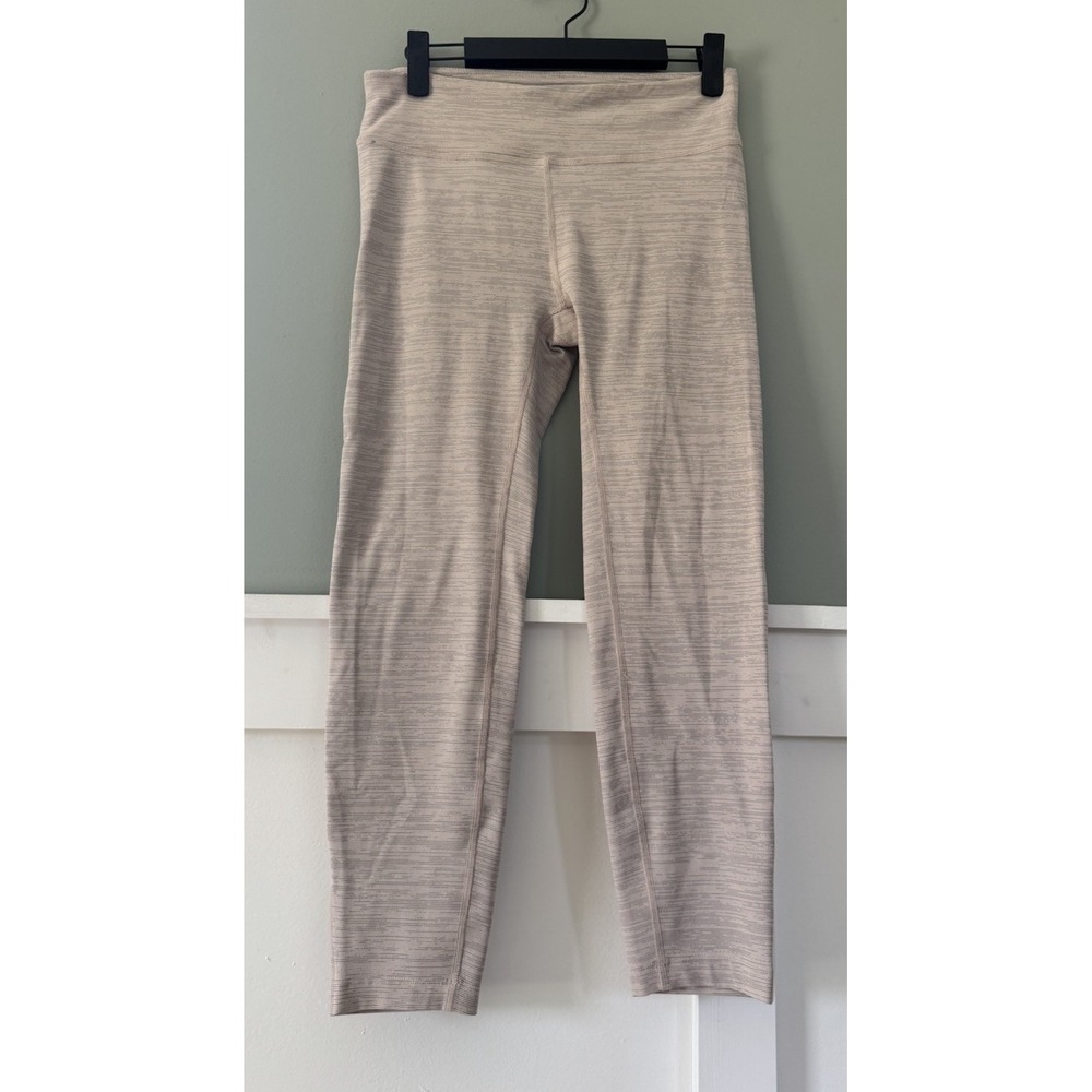 Outdoor Voices 3/4 Warm Up Crop Leggings Pink Gray Stripe Medium